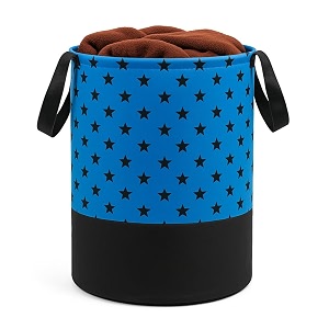 heavy duty laundry basket  large round collapsible storage hamper  for blankets toys amp laundry  foldable home organizer for dorm apartment  blue star
