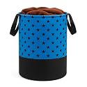 Heavy Duty Laundry Basket | Large Round Collapsible Storage Hamper | for Blankets, Toys & Laundry | Foldable Home Organizer for Dorm, Apartment | Blue Star