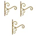 Antique Golden Polish Handmade Wall Hanger for Lantern/Diya & Bird Feeder & Ornaments String Lights (LxBxH : 18cm x 2cm x 20cm) (Pack of 3)