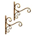 Antique Golden Polish Handmade Metal Wall Hanger for Lantern/Diya, Ornaments String Lights, Bird Feeder (Gold, 18cm x 2cm x 20cm) Pack of 2