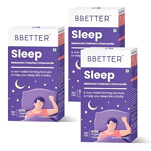 bbetter sleep melatonin 10mg sleeping aid pills with valerian 100mg  promotes relaxation amp sleep helps improve sleep quality - 60 tablets pack of 3