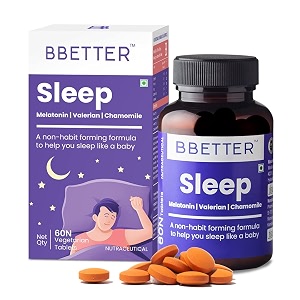 bbetter sleep melatonin 10mg sleeping aid pills with valerian 100mg  promotes relaxation amp sleep helps improve sleep quality -60 tablets pack of 1