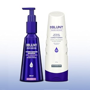 bblunt intense moisture shampoo and conditioner combo for dry hair  power duo  for daily use  moisturizes amp hydrates  colour protect formula  for men amp women  300 ml  250 g