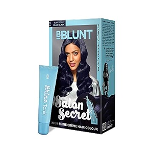 bblunt salon secret high shine creme hair colour blueberry blue black 210 100g with shine tonic 8ml