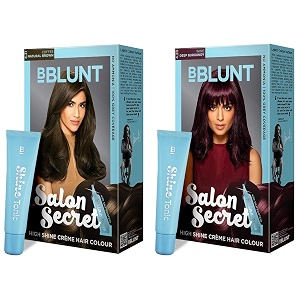 bblunt salon secret high shine creme hair colour coffee natural brown 431 100g and bblunt salon secret high shine creme hair colour wine deep burgundy 420 100g with shine tonic 8ml