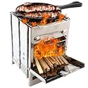 BBQ grill and stove, fordable grill made of stainless steel Charcoal Folding Grill Barbecue for BBQ or Camping, Wood Burning Camp Stove, BBQ Oven Picnic Cookware