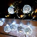 BBTO 10 Pcs LED Disco Ball String Lights 2 Inch Battery,Silver