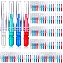 BBTO 100 Pcs Braces Dental Brush Flosser for Cleaner Interdental Brush Toothpick Tooth Flossing Head Oral Dental Toothpick Cleaners Cleaning Tool(Red, Blue, White and Green)