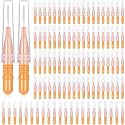 BBTO 100 Pcs Braces Dental Brush Flosser for Cleaner Interdental Brush Toothpick Tooth Flossing Head Oral Dental Toothpick Cleaners Cleaning Tool(Orange)