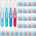 BBTO 100 Pcs Braces Dental Brush Flosser for Cleaner Interdental Brush Toothpick Tooth Flossing Head Oral Dental Toothpick Cleaners Cleaning Tool(Red, Blue, Green, Light Blue)