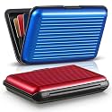 BBTO 2 Pack Slim Rfid Blocking Aluminum Credit Card Holders,Red, Blue
