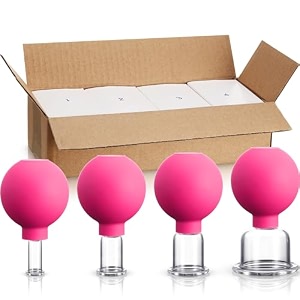 bbto 4 pieces glass silicone cupping set massage vacuum suction cups for body face leg arm back shoulder muscle and joint pain rose