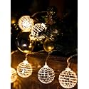 BBTO 10/20 LED Disco Ball String Lights, 1.18 Inch, Warm Silver