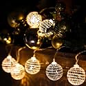 BBTO 10/20 LED Disco Ball String Lights, 9.84 ft Long, Warm Silver
