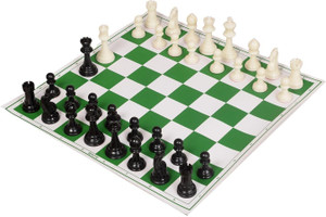 bcbestchess roll- up vinyl chess board with storage bag  extra queens 18x18 inches green strategy  war board game