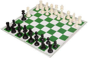bcbestchess roll- up vinyl chess board with storage bag  extra queens 17x17 inches green strategy  war board game