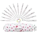 BCMRUN Crochet Gifts, 14pcs Flower Pattern 2.25mm-10mm Soft Grip Metal Crochet Hooks for Crocheting &amp; Knitting, Weave Yarn Craft Kits (White)
