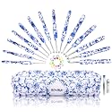 BCMRUN Crochet Hooks Set with Case 14 Size Blue and White Porcelain Pattern for Arthritis Hands, 2.25mm(B)-10mm(N) Crochet Needles for Beginners, Mothers Day Gift, Crochet Lovers (Azure)