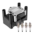 BDFHYK 1 Ignition Coil Pack UF277 and 4 Iridium Spark Plug 6418 Compatible with VW 1999-2001 Beetle, 1999-2001 Golf, 1999-2001 Jetta 2.0L l4 Coil for 032905106 032905106B