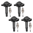 BDFHYK 4 Ignition Coil Pack UF274 and 4 Iridium Spark Plug 6418 Compatible with VW Beetle Golf Jetta Passat,Compatible with Audi A4 A6 A8 TT Quattro S6 S8 1.8L 4.2L L4 V8 Coil for 5C1036 C1318