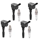 BDFHYK 4 Ignition Coil Pack UF717 and 4 Iridium Spark Plug 95463 Compatible with Audi 2016-2018 A3 Sportback e-tron,Compatible with VW 2014-2018 Jetta Coil for C1845 04C905110B