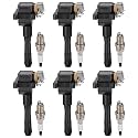 BDFHYK 6 Ignition Coil Pack UF226 and 6 Iridium Spark Plug 6418 Compatible with BMW 320i 325i 325is 525i 525iT 2.0L 2.5L l6 Coil for 12131730766 12131402440