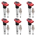 BDFHYK 6 Ignition Coil Pack UF483 and 6 Iridium Spark Plug 7092 Compatible with Audi 2002-2005 A4, 2002-2006 A4 Quattro, 2002-2004 A6, 2002 2004 A6 Quattro 3.0L L6 Coil for GN10444 6739301 1788338