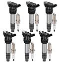 BDFHYK 6 Ignition Coil Pack UF594 and 6 Iridium Spark Plug 6481 Compatible with Land Rover LR2, Compatible with Volvo S60 S80 S80 V70 XC60 XC60 XC70 XC70 XC90 3.0L 3.2L l6 Coil for C-815 GN10558