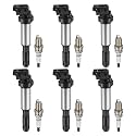 BDFHYK Ignition Coil Pack UF522 and Iridium Spark Plugs 7092 Compatible with BMW 320i 325Ci 325i 325xi 330Ci 330i 330xi 525i 530i 760i 760Li M3 X3 X5 Z3 Z4 2.2L 2.5L 3.0L 3.2L 6.0L L6 V12,Set of 6