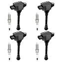 BDFHYK Ignition Coil Pack UF861 and Iridium Spark Plug 9621 for Nissan