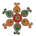 Acrylic Rangoli Big Peacock Designer Rangoli Rangoli Reusable for Floor, Wall Decoration Stone Kundan Meena Designer Rangoli Sticker for Diwali Navratri Pooja (Design_7)
