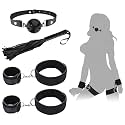 BDSM Bondage Restraints Couple Sex Toys, IMOTANI Adjustable Straps Wrist to Thigh Ankle Sex Cuffs BDSM Kit, BDSM Ball Gag Flogger Whip Restraints Set, Adult Sex Toys for SM Game Play
