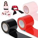 BDSM Bondage Restraints Tape Set – 3 Rolls Electrostatic Tape with Blindfold for BDSM Games Adult Sex Toys Bondage Tape Reusable Binding PVC Sex Toys for Couples Kinky