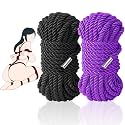 BDSM Couple Intimate Bondage Set - Soft and Multifunctional Sex Rope - Bedroom Adult Bondage Toy - Perfect for Bondage Beginners (2-piece Set, Black, Purple)