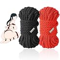 BDSM Couple Intimate Bondage Set - Soft and Multifunctional Sex Rope - Bedroom Adult Bondage Toy - Perfect for Bondage Beginners (2-piece Set, Black, Red)