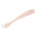 Beaba 1st Stage Silicone Spoon - Baby Led Weaning Self Feeding Training Spoon with Ultra Soft Tip, Gum Friendly, Ergonomic Handles, BPA Free, Cotton Candy, 4 Months+