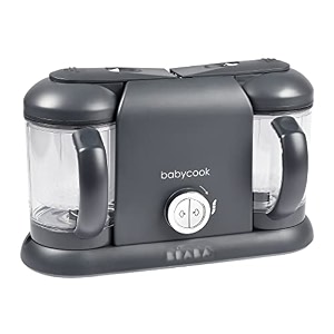 beaba babycook duo 4 in 1 baby food maker baby food processor baby food blender baby food steamer make fresh healthy baby food at home baby essentials large 91 cup capacity dark grey