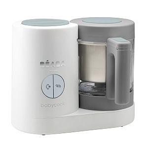 beaba babycook neo - 4 in 1 baby food processor blender steamer and cooker baby essentials make fresh healthy baby food at home white grey