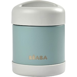 beaba isothermal baby food container 100 airtight stainless steel kids hot thermos keeps food hot or cold for more than 5 hours insulated double layered wall wide opening 300ml mist amp green
