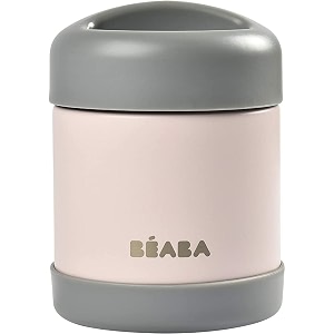 beaba isothermal baby food container 100 airtight stainless steel kids hot thermos keeps food hot or cold for more than 5 hours insulated double layered wall wide opening 300ml pink amp mist