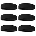 BEACE Sweatbands Sports Headband for Men &amp; Women - 6PCS Moisture Wicking Athletic Cotton Terry Cloth Sweatband for Tennis, Basketball, Running, Gym, Working Out