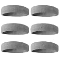 BEACE Sweatbands Sports Headband for Men &amp; Women - 6PCS Moisture Wicking Athletic Cotton Terry Cloth Sweatband for Tennis, Basketball, Running, Gym, Working Out