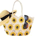 Beach Bags for Women Straw Tote Bag Floral Straw Bag Beach Straw Bag Large Tote Handbag Summer Beach Bag