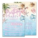 Beach Birthday Invitations, Summer party Invitations for Boys Girls, Beach Theme party supplies, 20 Double-Sided Fill-In Party Invite Cards with 20 Envelopes 4X6 Inch-D08