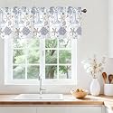 Beach Seashell Seahorse Valances for Windows, Rod Pocket 42x12 in