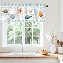 Beach Seashell Valances for Windows, Rod Pocket Sheer Curtain 42x12 in