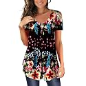 BeadChica Women's Tunic Tops For Leggings Short Sleeve Shirts Botton Up Casual Ruched Blouses Clothing