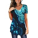 BeadChica Women's Tunic Tops For Leggings Short Sleeve Shirts Botton Up Casual Ruched Blouses Clothing