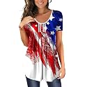 BeadChica Women's Tunic Tops For Leggings Short Sleeve Shirts Botton Up Casual Ruched Blouses Clothing