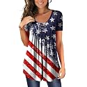 BeadChica Women's Tunic Tops For Leggings Short Sleeve Shirts Botton Up Casual Ruched Blouses Clothing